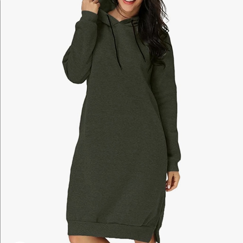Army green sweatshirt dress